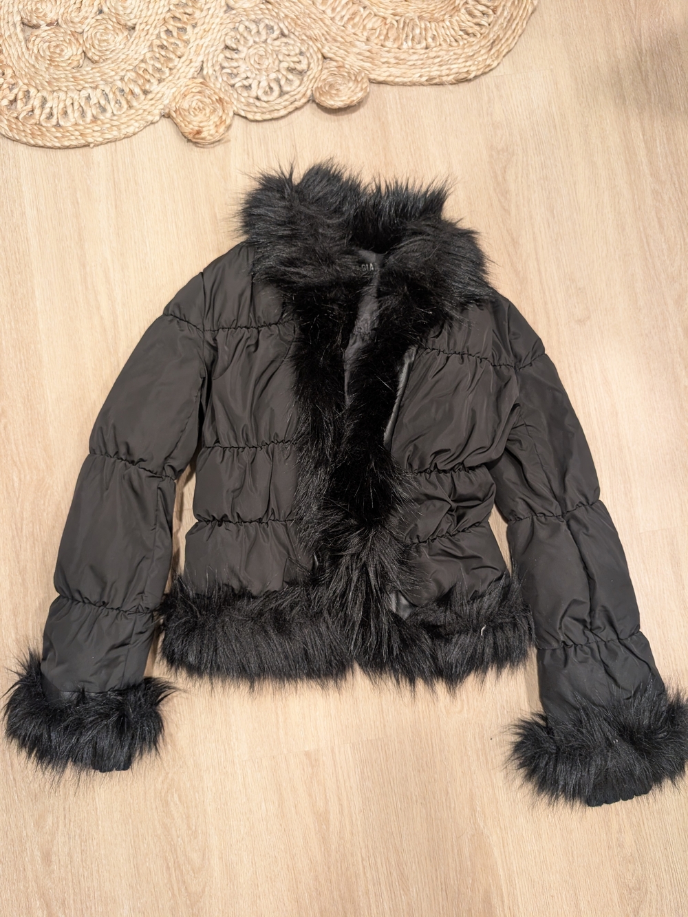 I.AM.GIA Black Faux-Fur Trim Puffer Jacket
